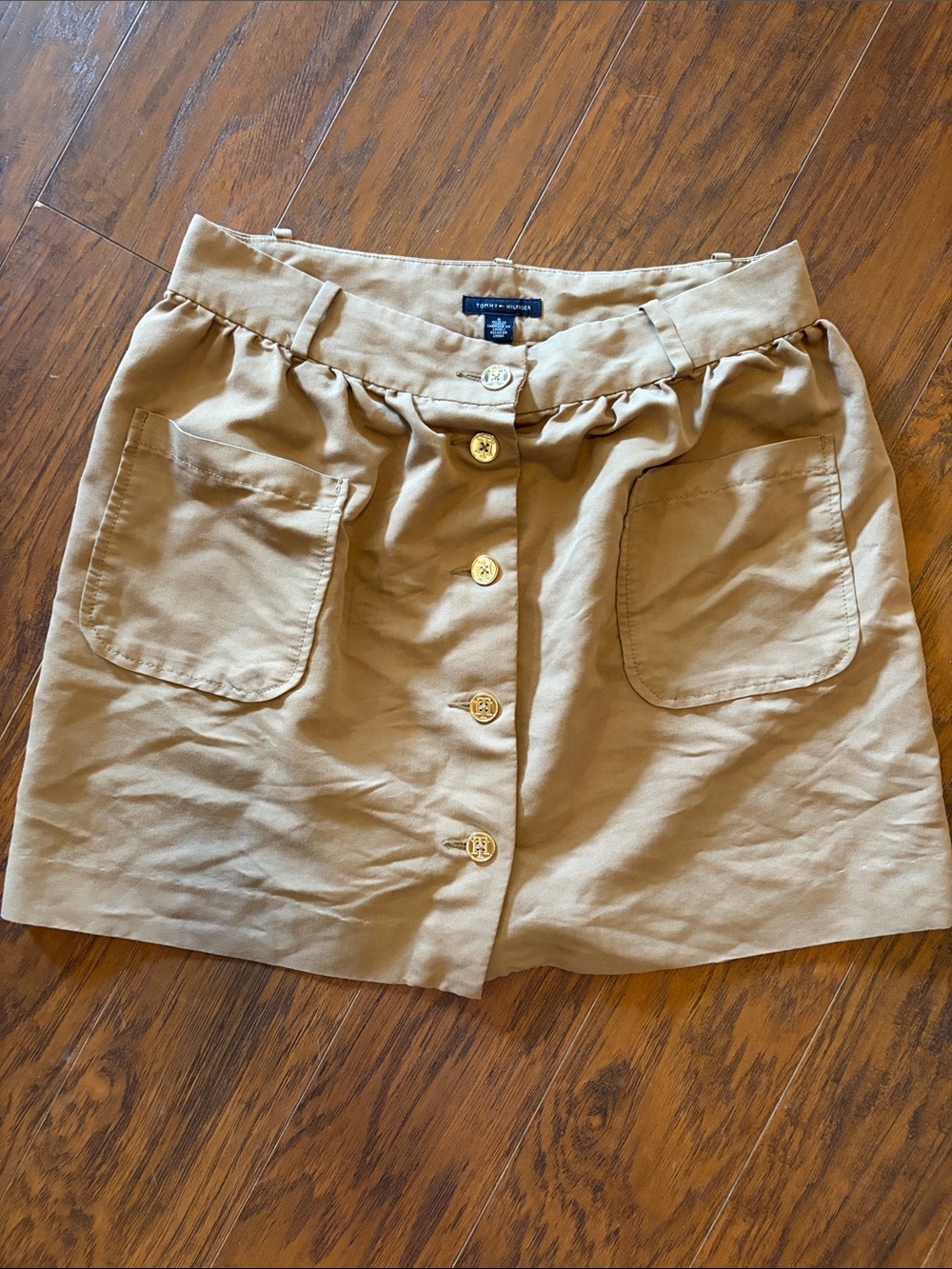 Tommy Hilfiger Gold Button-Front Mini Skirt with Pockets size 6
